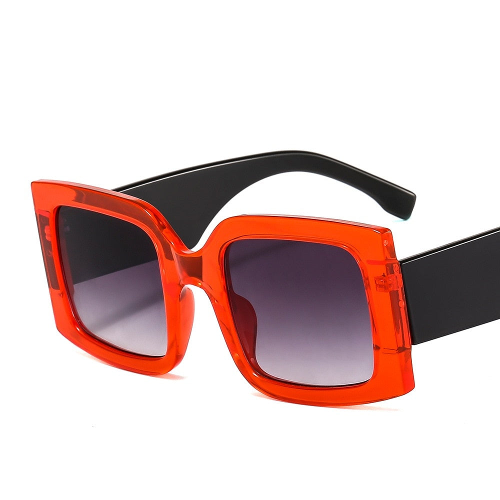Gafas de sol cuadradas de estilo Ins con montura grande y colores deslumbrantes para hombres y mujeres, con personalidad que combinan con todo.