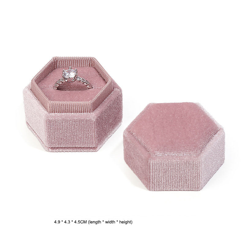 Hexagonal jewelry box, high-end Korean velvet ring earring box, jewelry box, jewelry packaging box - V.I.P Digital Presence