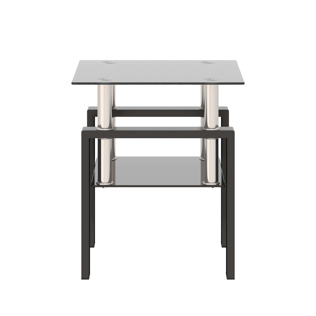 1-Piece Modern Tempered Glass Tea Table Coffee Table End Table, Square Table for Living Room, Black - V.I.P Digital Presence
