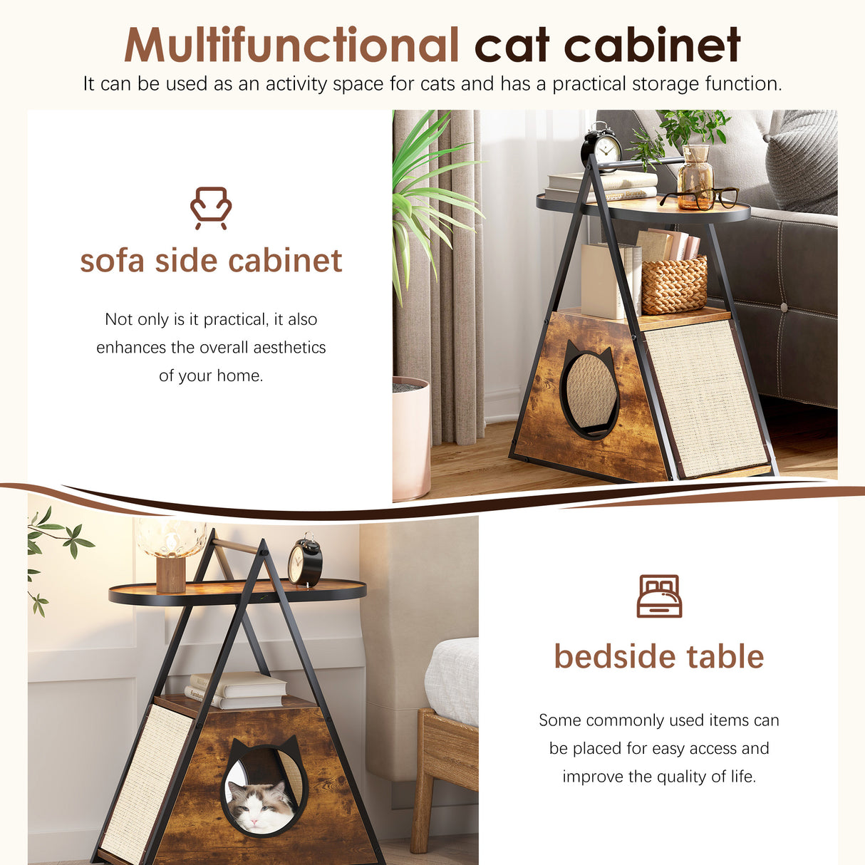 Cat house,end table.Wood cat condo black vintage pet furniture - V.I.P Digital Presence