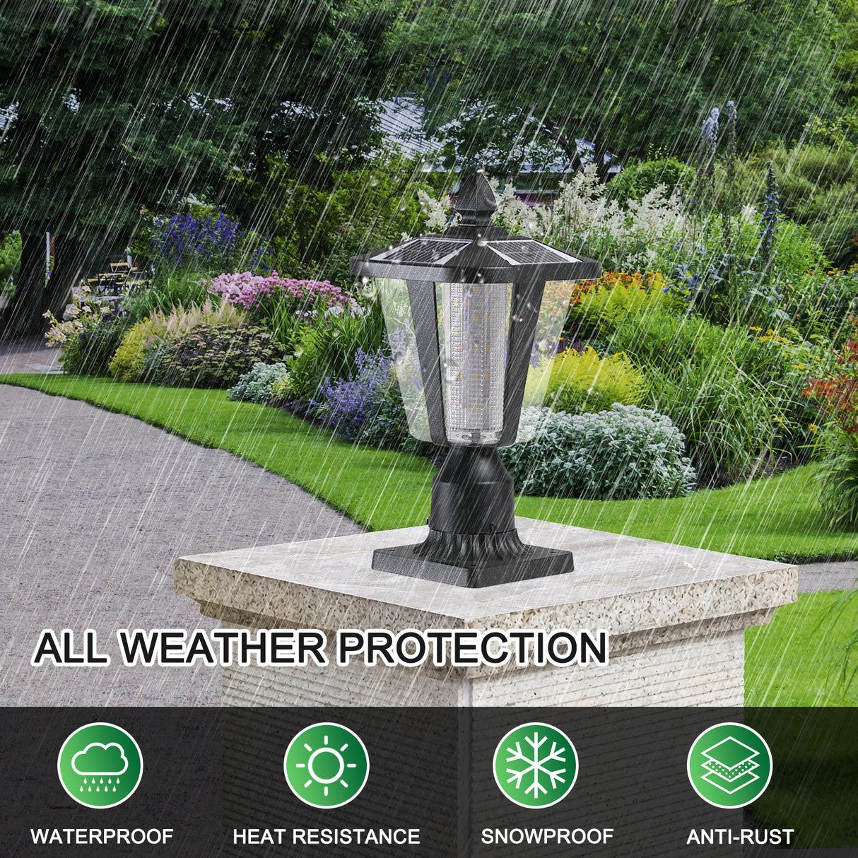 Solar Column Headlights With Dimmable LED - V.I.P Digital Presence