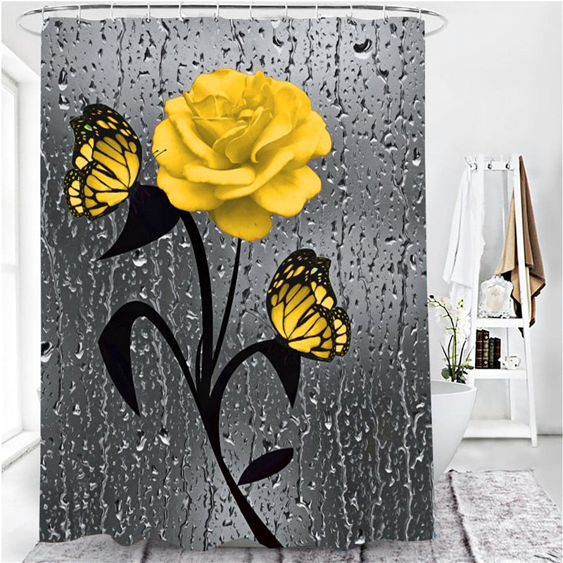 Hot HD Digital Printing Polyester Waterproof Polyester Flower Bathroom Hotel Shower Curtain - V.I.P Digital Presence