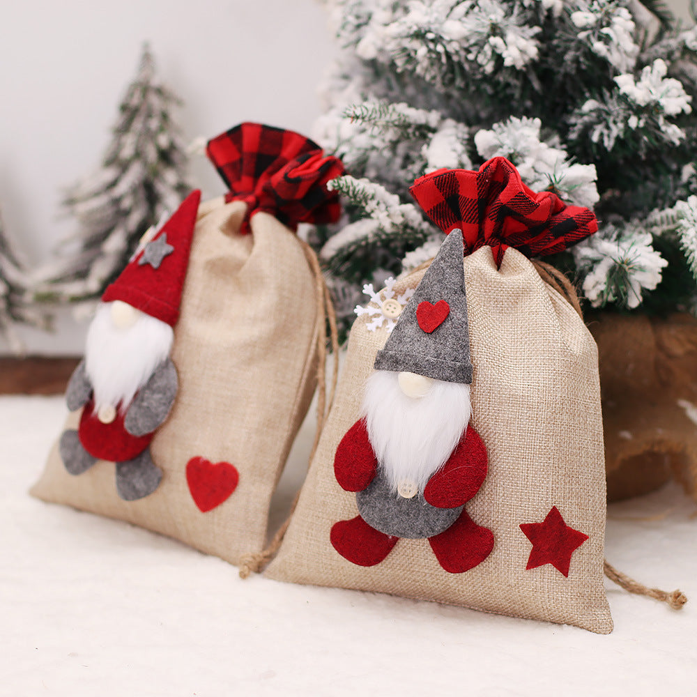 Christmas Decorations Cartoon Linen Drawstring Faceless Doll Candy Bag Forester Apple Bag Doll Gift Bag - V.I.P Digital Presence