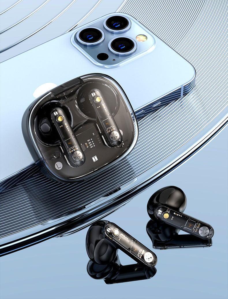 Bluetooth earphones with transparent compartment for hanging rope, wireless Bluetooth earphones with ultra long battery life - V.I.P Digital Presence