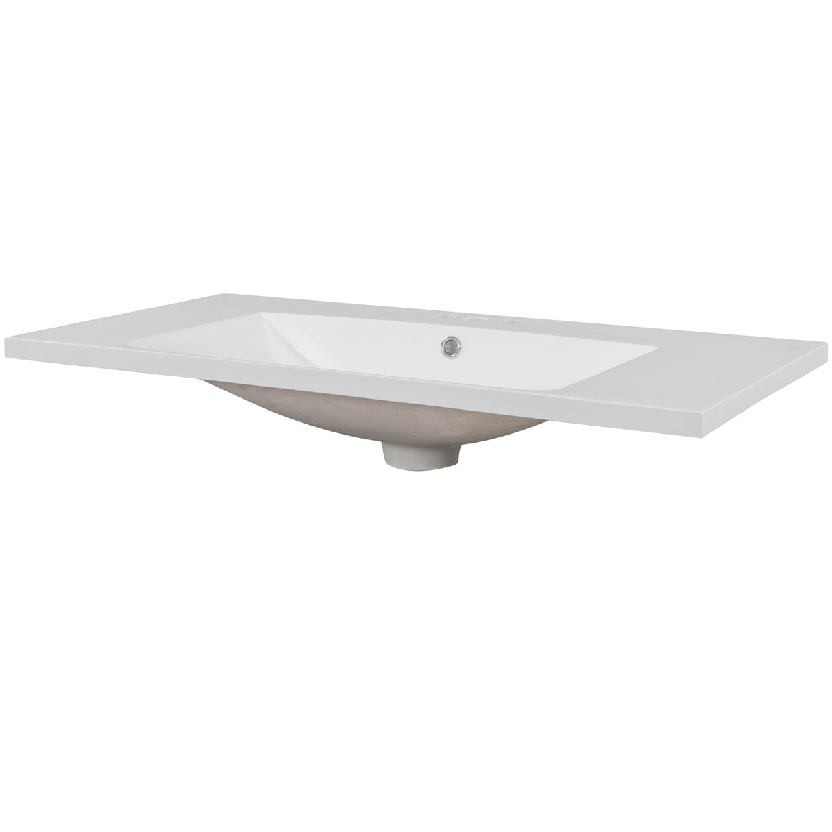 36" Single Bathroom Vanity Top with White Basin 3-Faucet Holes Ceramic White - V.I.P Digital Presence