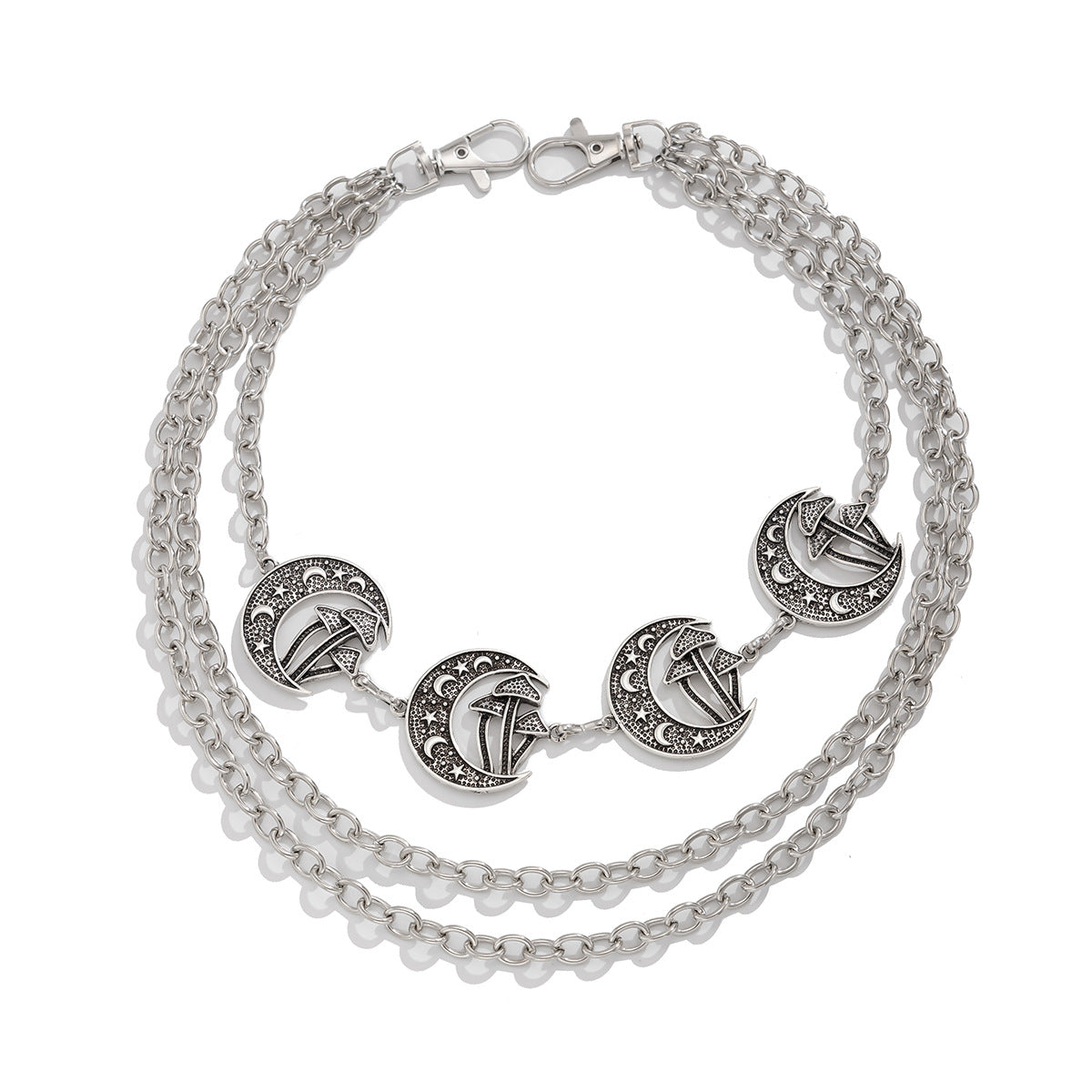 Punk style Moon Teeth Mushroom Cross Chain Pants Chain Street Fashion Multi layer Alloy Waist Chain - V.I.P Digital Presence