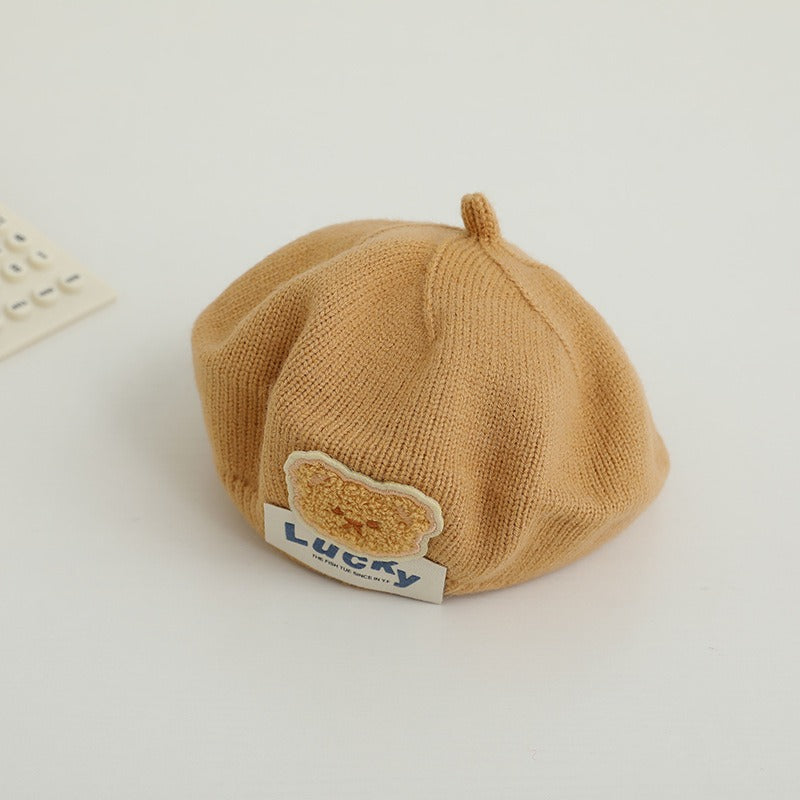 Children Spring and Autumn Beret Baby Cute Bear Hat Korean Version Male and Female Baby Corduroy Painter Hat - V.I.P Digital Presence