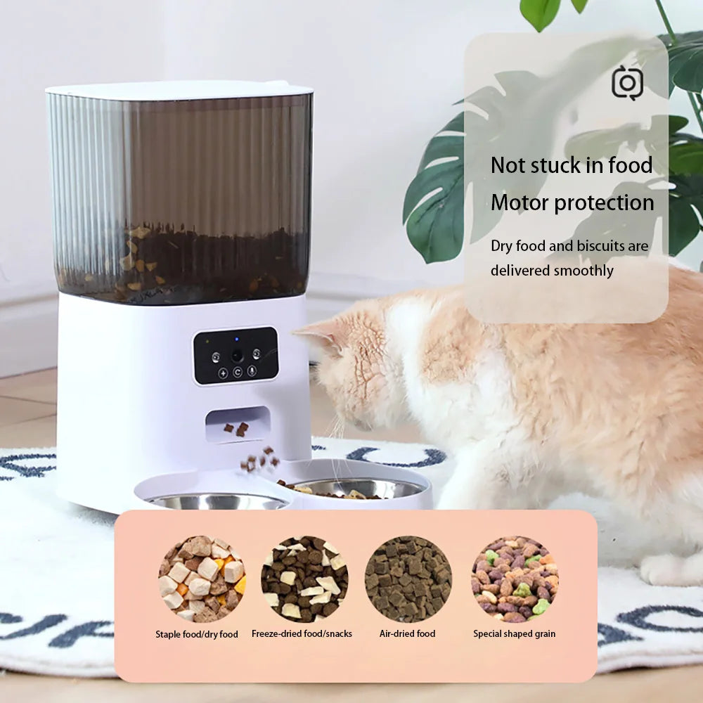 5L Double Bowls Smart Automatic Cat Feeder With Camera Cat Dry Food Video Dispenser Pet Smart Voice Recorder Auto Feeder For Dog - V.I.P Digital Presence