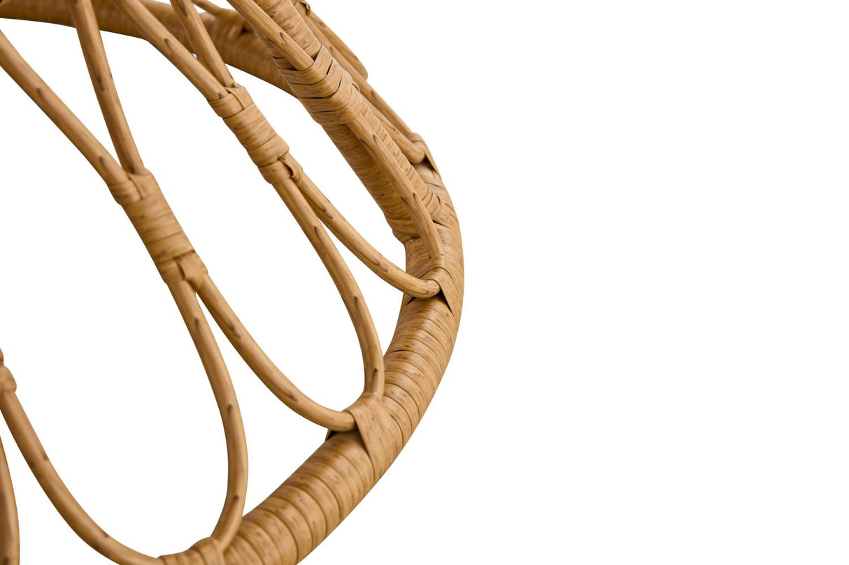 Outdoor dining set of 5 simple bamboo dinning table PE ratten round table 110CM plastic wood top - V.I.P Digital Presence