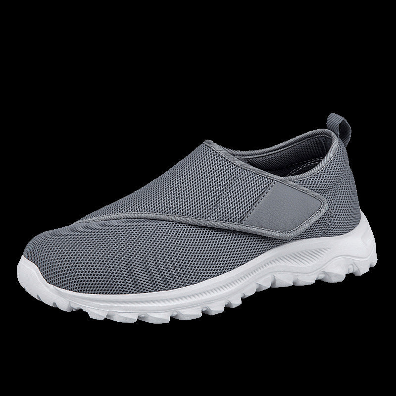 Elderly shoes men's chubby feet swollen feet, special health shoes sports shoes single buckle with dad's shoe mesh - V.I.P Digital Presence