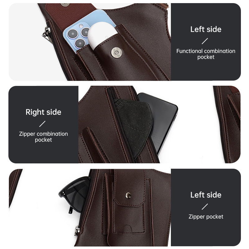 A medieval - style leather harness bag that is an anti - theft wallet, phone pouch, and suitable for men's Viking cosplay. - V.I.P Digital Presence