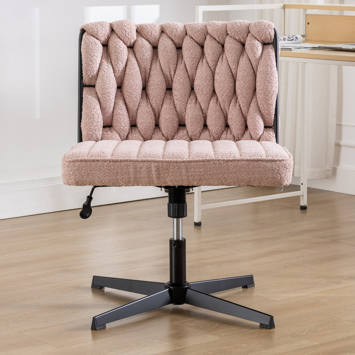 Armless Office Desk Chair No Wheels PINK