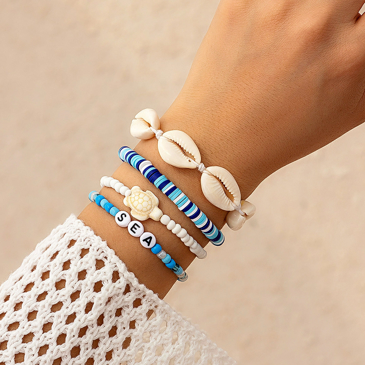 Bohemian vacation style shell rice bead bracelet Bracelet beach starfish bead set for women - V.I.P Digital Presence
