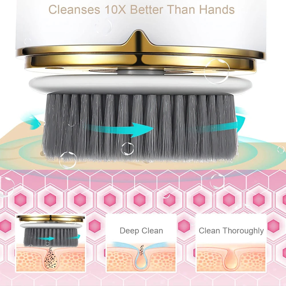 3 in 1 Ultrasonic Facial Cleanser Brush Electric Cleansing Face Brush 360 Rotate Deep Cleaning Brush Facial Skin Care Machine - V.I.P Digital Presence