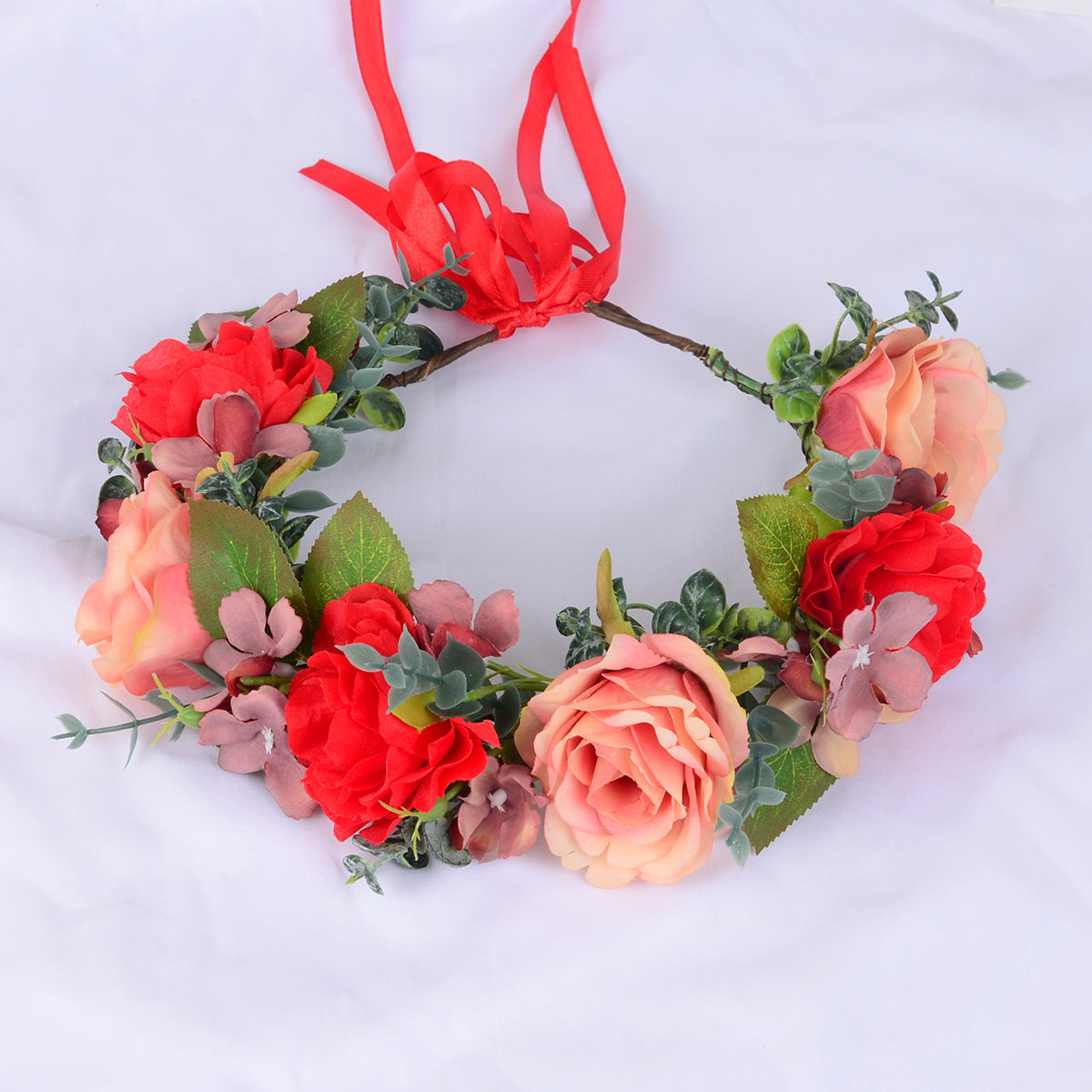 Wreath cloth art Rose Hair Ornament children's scenic spot Festival Performance welcome ceremony headdress headdress - V.I.P Digital Presence