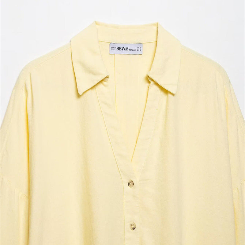 Style Women's Fashion Casual Loose Shirt with Long Wide Sleeves and Turn-Down Collar - V.I.P Digital Presence