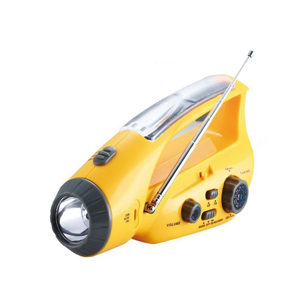 Linterna LED de energía solar con dinamo de manivela, linterna de emergencia para exteriores, luz de camping, radio FM, AM, cargador USB para teléfono