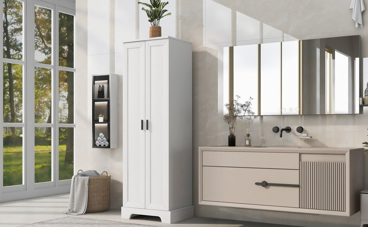 Storage Cabinet with Two Doors for Bathroom, Office, Adjustable Shelf, MDF Board, White - V.I.P Digital Presence