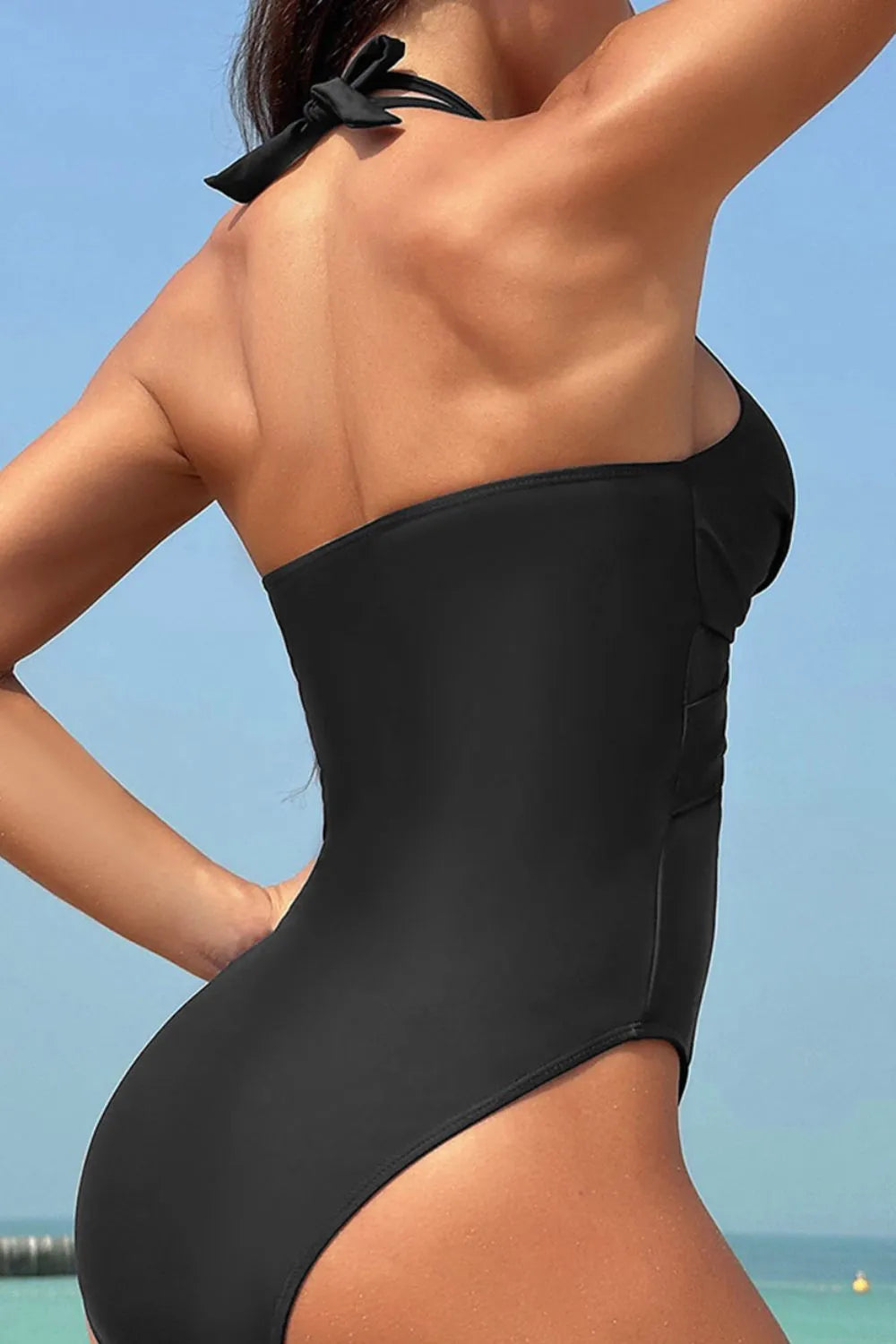 Crisscross Halter Neck One-Piece Swimwear - V.I.P Digital Presence