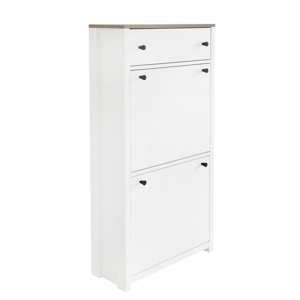 ONTREND with 2 flip drawers, top shoe cabinet with drawers, independent shoe rack with adjustable panel, white - V.I.P Digital Presence