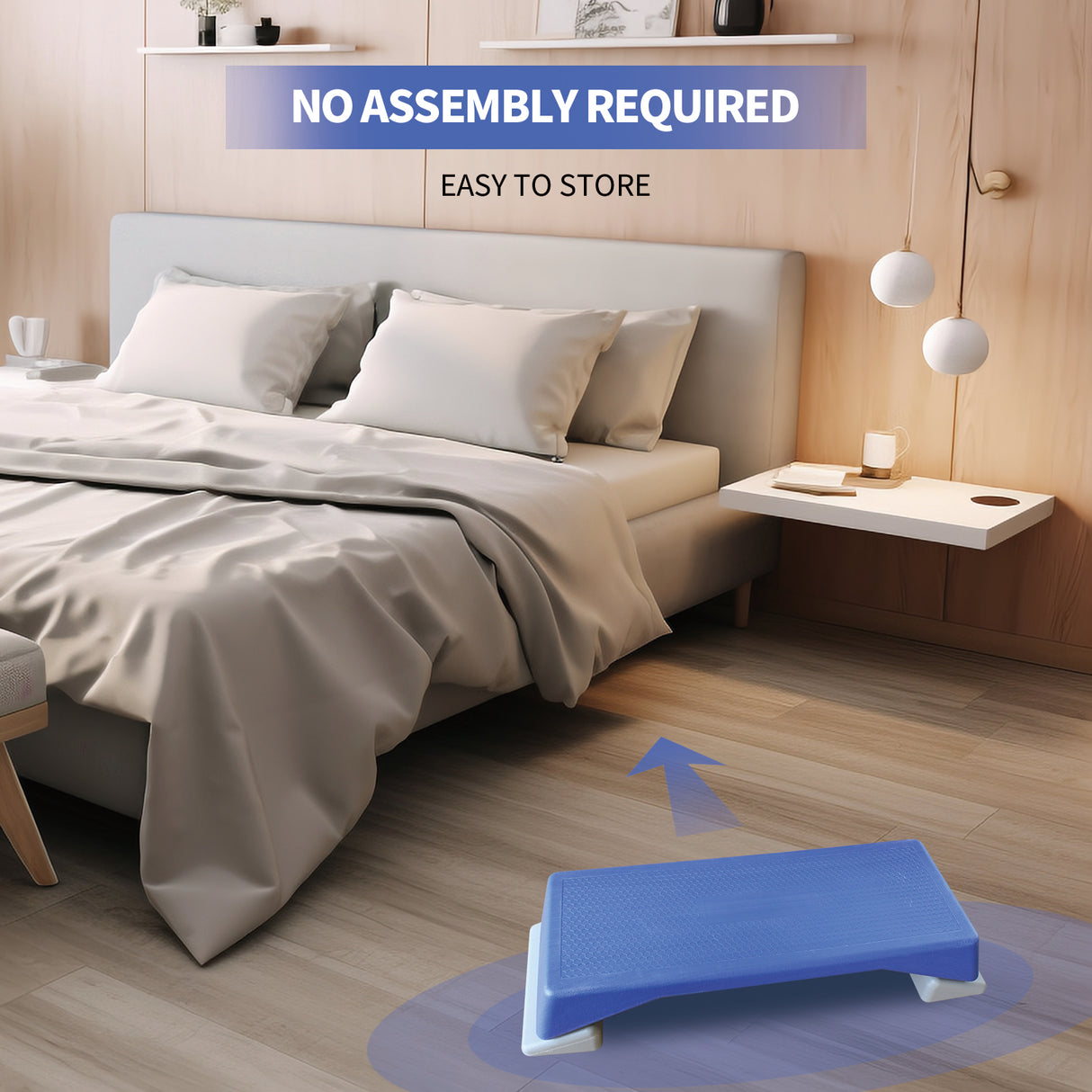 Plataforma de paso para aeróbicos, equipo de fitness de altura ajustable, plataforma de paso para ejercicios, plataforma de paso deslizante con almohadilla de elevación, color azul