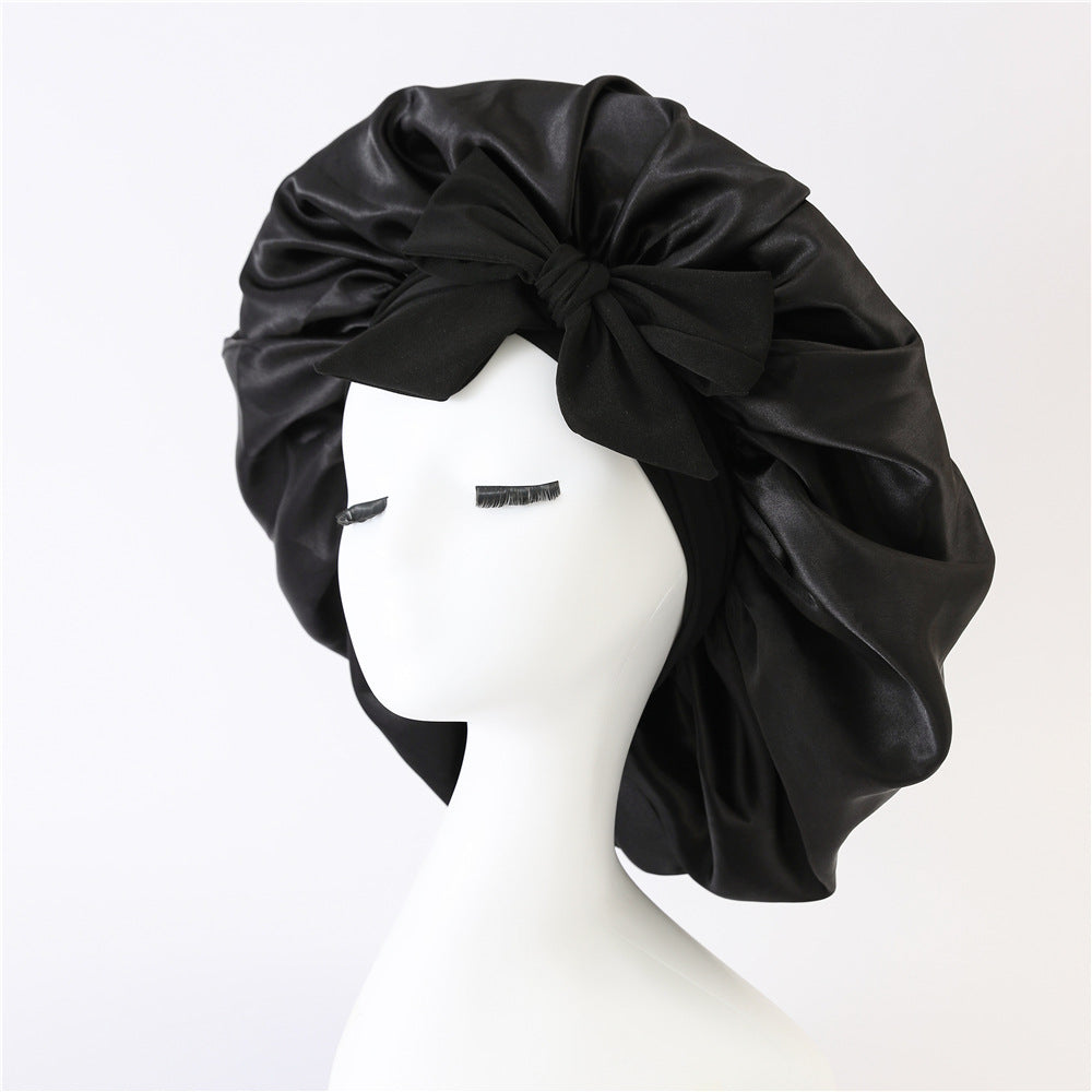 Elastic ribbon bow color Ding round hat solid color night cap wide-brimmed beauty hairdressing head scarf hat - V.I.P Digital Presence