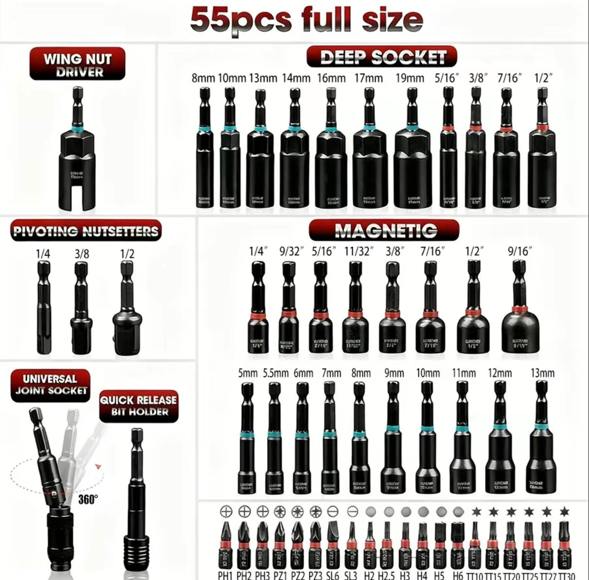 MagniDrive 55PC Nut Driver Set
