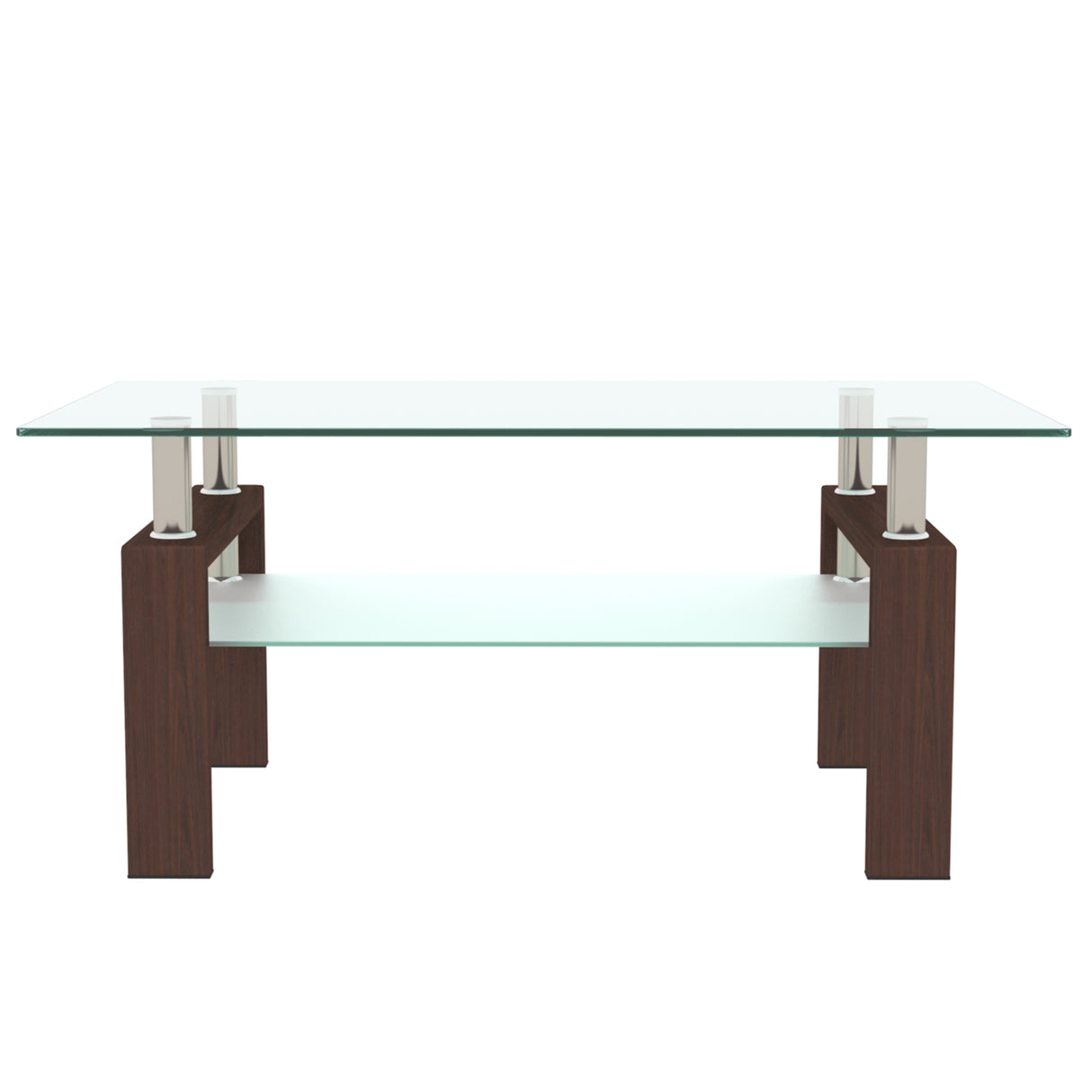 Rectangle Walnut Glass Coffee Table, Clear Coffee Table, Modern Side Center Tables for Living Room, Living Room Furniture - V.I.P Digital Presence