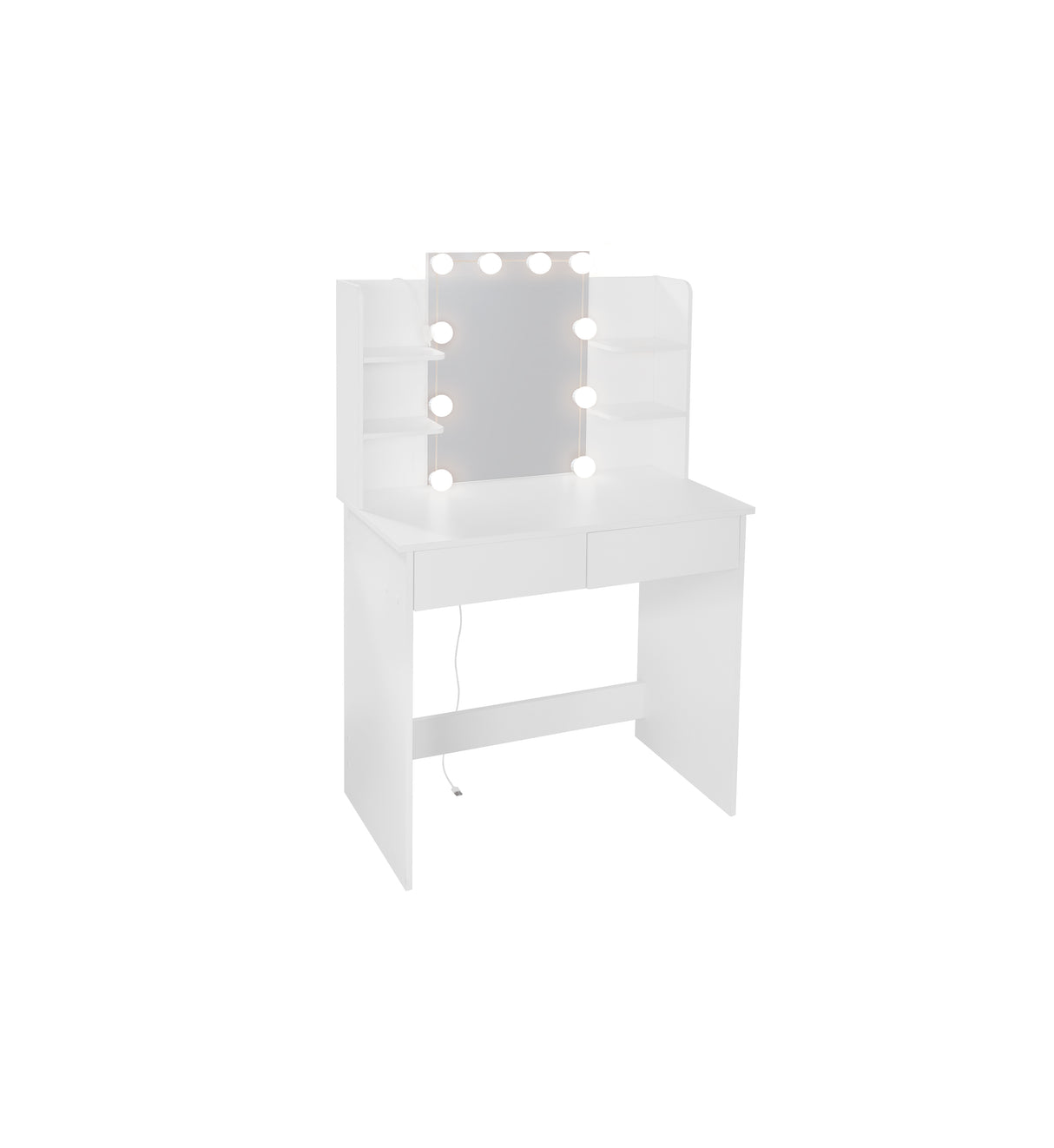 Makeup Vanity Desk With LED Lighted Mirror ,Dressing Table Set With 2 Large Drawers 10 LED Light ,White Color - V.I.P Digital Presence