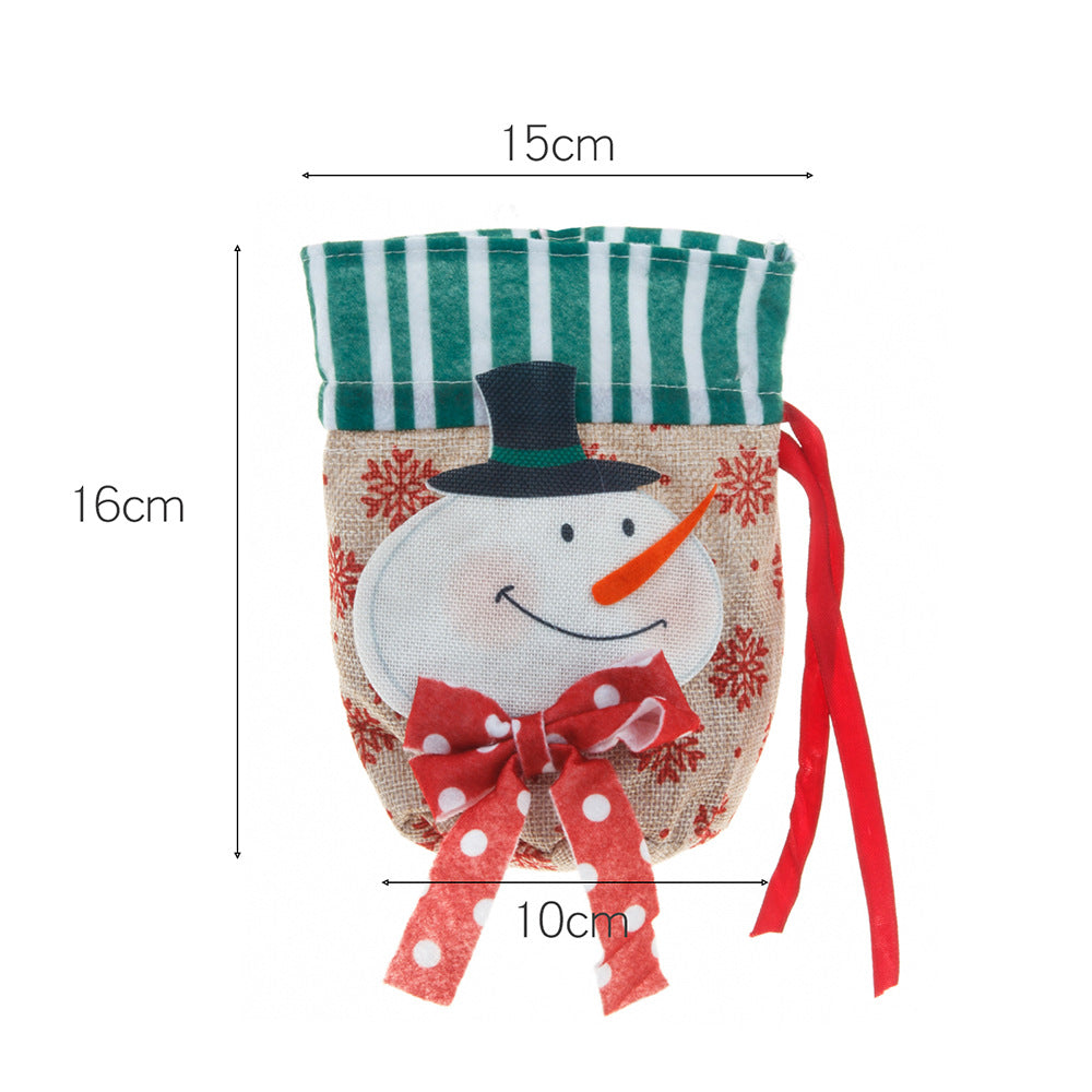 Christmas Apple Bag Accessories Linen Cartoon Santa Claus Snowman Gift Bag Candy Bag Gift Bag - V.I.P Digital Presence