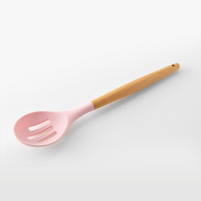 11-Piece Barreled Cooking Utensils Set With Wooden Handle Pink - V.I.P Digital Presence