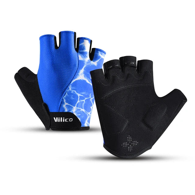Guantes de ciclismo de medio dedo para deportes al aire libre, fitness, silicona, absorción de impactos, transpirables, resistentes al desgaste.