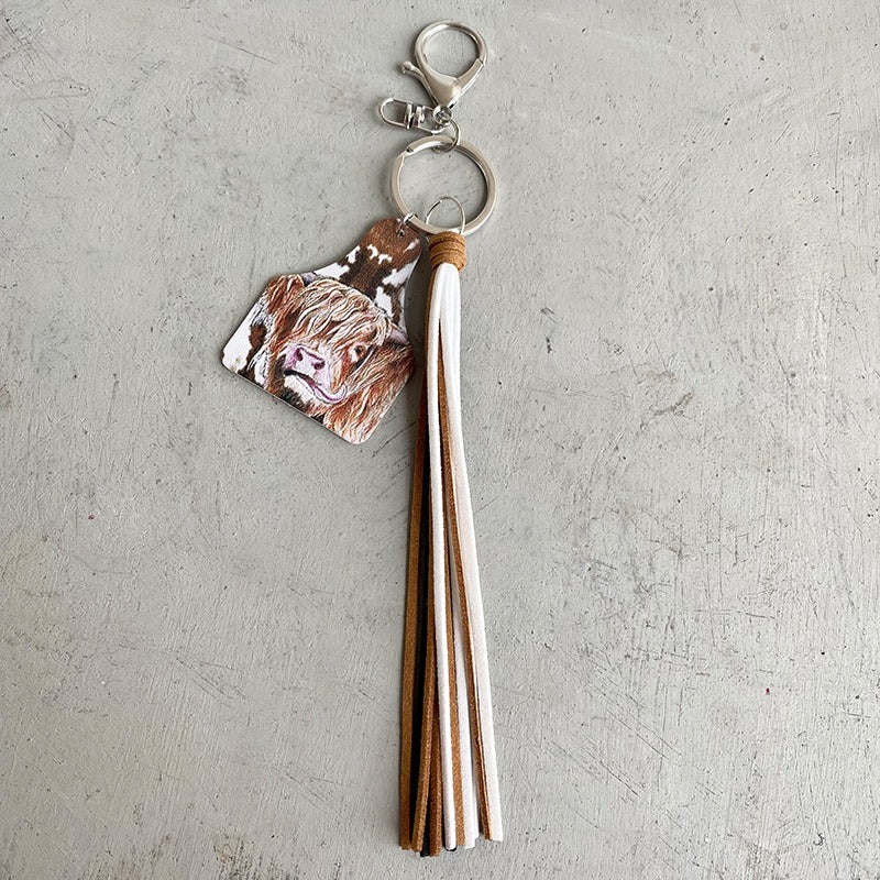 Handmade Popular Jewelry Western Farm Style Leather Keychain Cow Horse Deer Cow Brand Leather Tassels - V.I.P Digital Presence