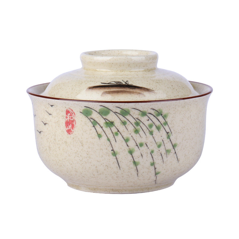 6.5 inch instant noodles bowl with cover bento box student underglaze color ceramic suit Lamian Noodles bowl canteen tableware - V.I.P Digital Presence