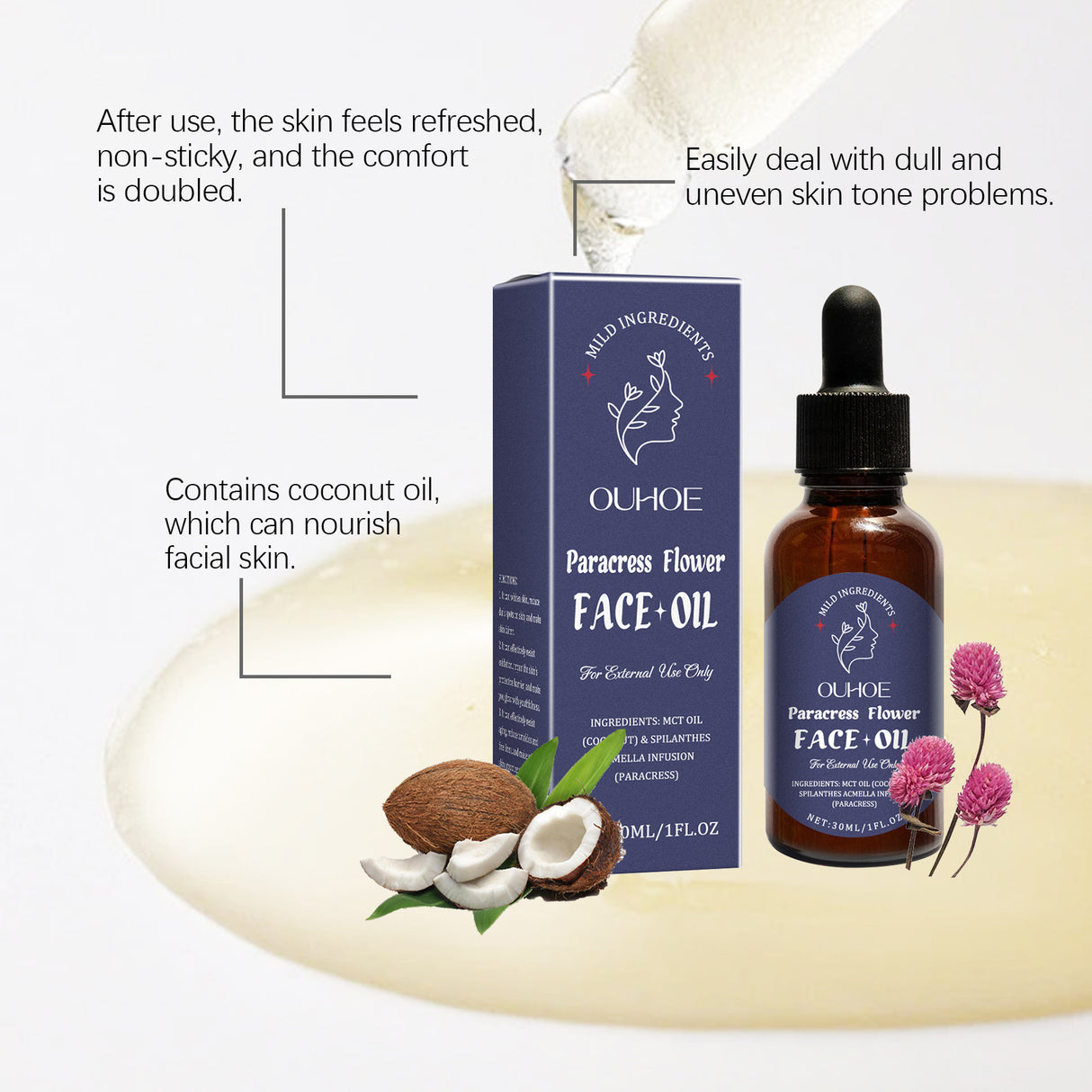 Moisturizing Facial Essential Oil Lightens Fine Lines, Firming, Delicate And Brightening Skin Daily Facial Care Essential Oil