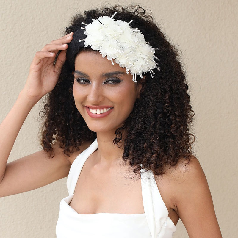 Fashionable Handmade Fabric Crystal Beads Simulated Flower Hair Hoops - V.I.P Digital Presence