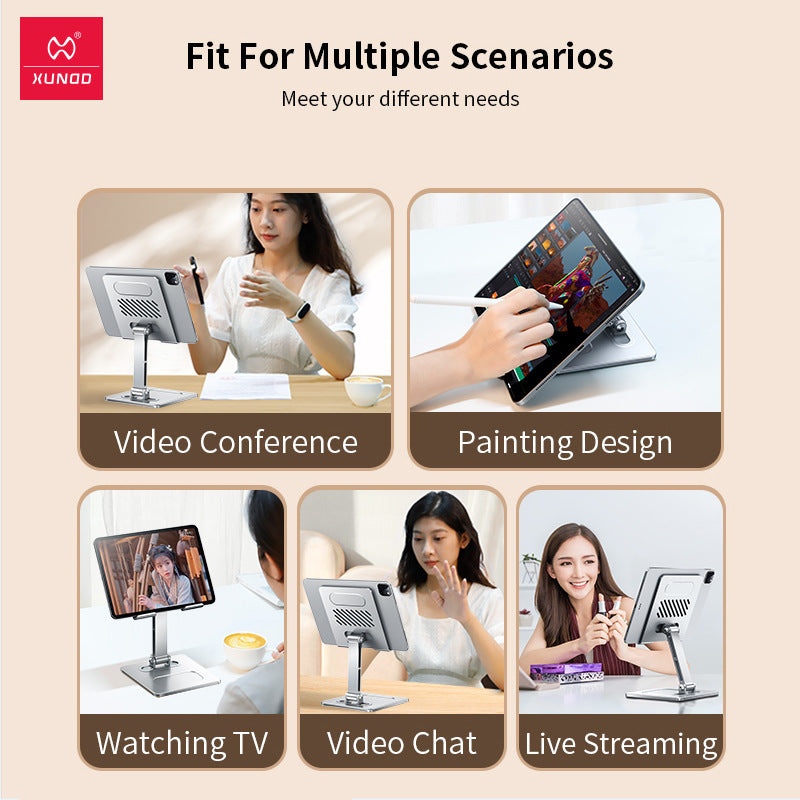 Suitable for tablet stand, iPad desktop stand, mobile phone universal metal heat dissipation, foldable lazy person stand - V.I.P Digital Presence
