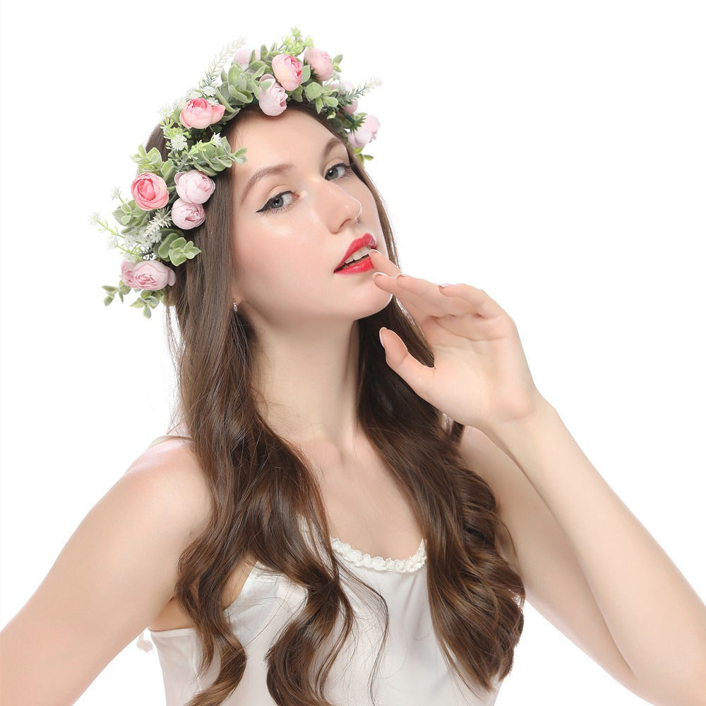 Forest style bride and bridesmaid flower wreath headband seaside vacation wreath headband - V.I.P Digital Presence