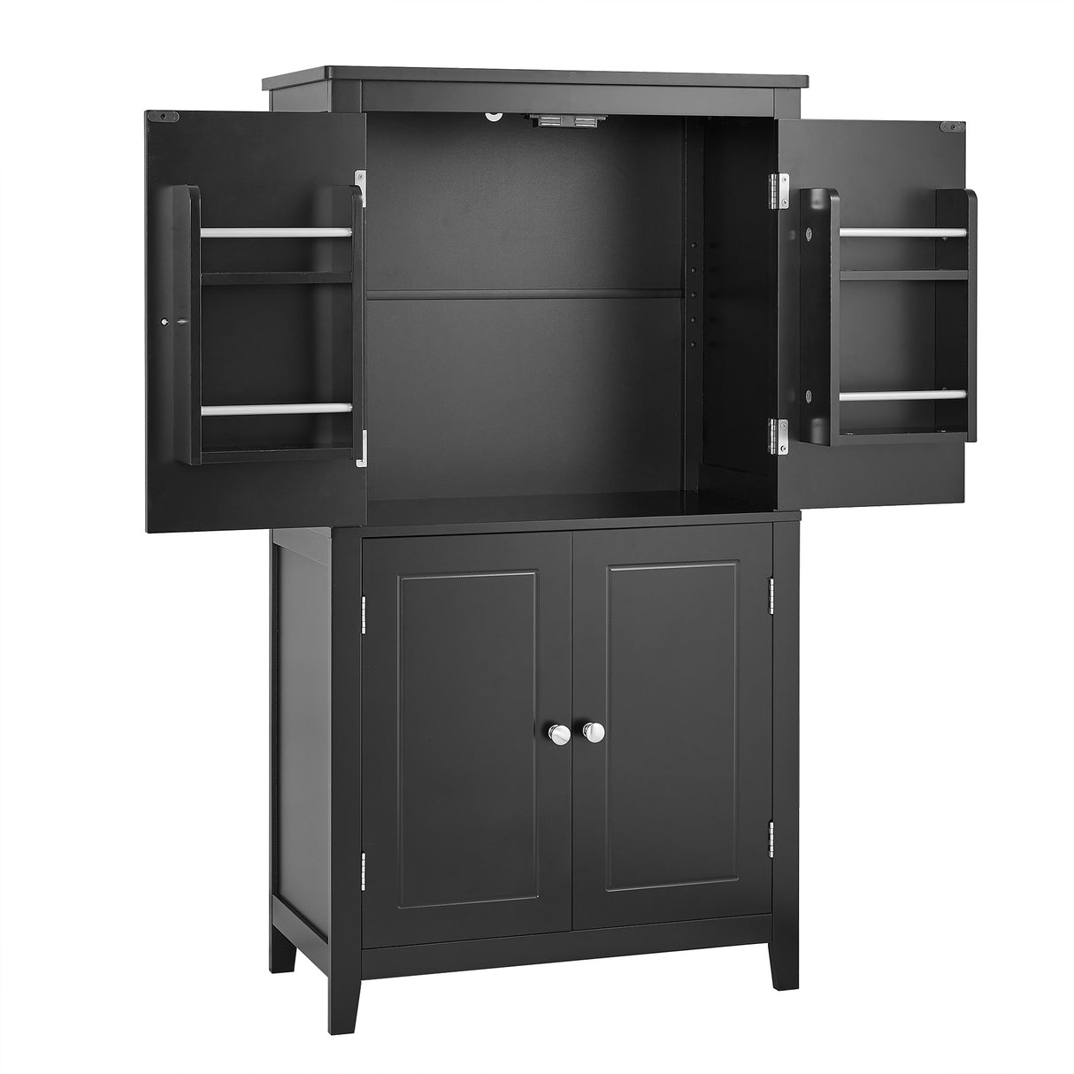 Bathroom floor storage cabinet, bathroom storage cabinet, 4-door independent cabinet, adjustable shelf, adaptive shelf, black - V.I.P Digital Presence