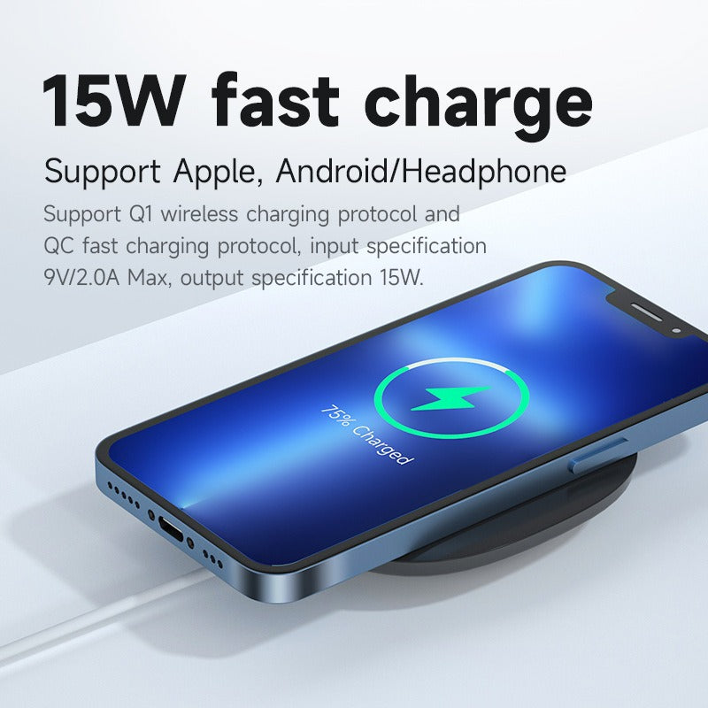 Cargador inalámbrico de escritorio móvil de carga única, adecuado para Samsung, Huawei, cargador inalámbrico cuadrado de 15 W.