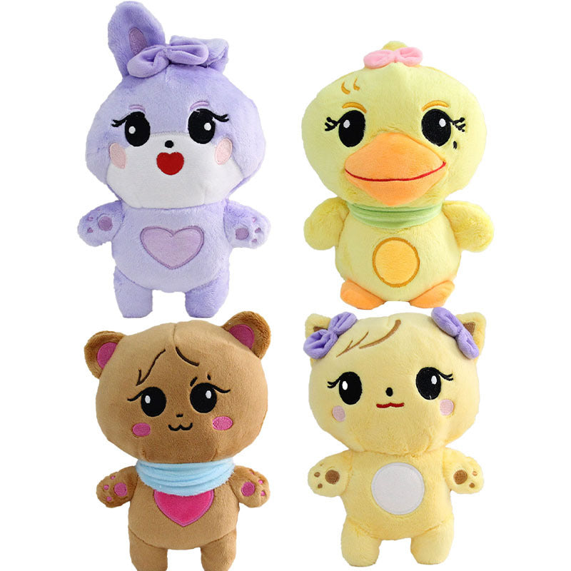 Cute Yellow Duck Bear and Purple Rabbit Plush Dolls