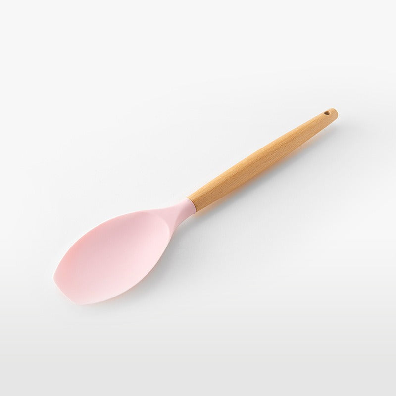 11-Piece Barreled Cooking Utensils Set With Wooden Handle Pink - V.I.P Digital Presence