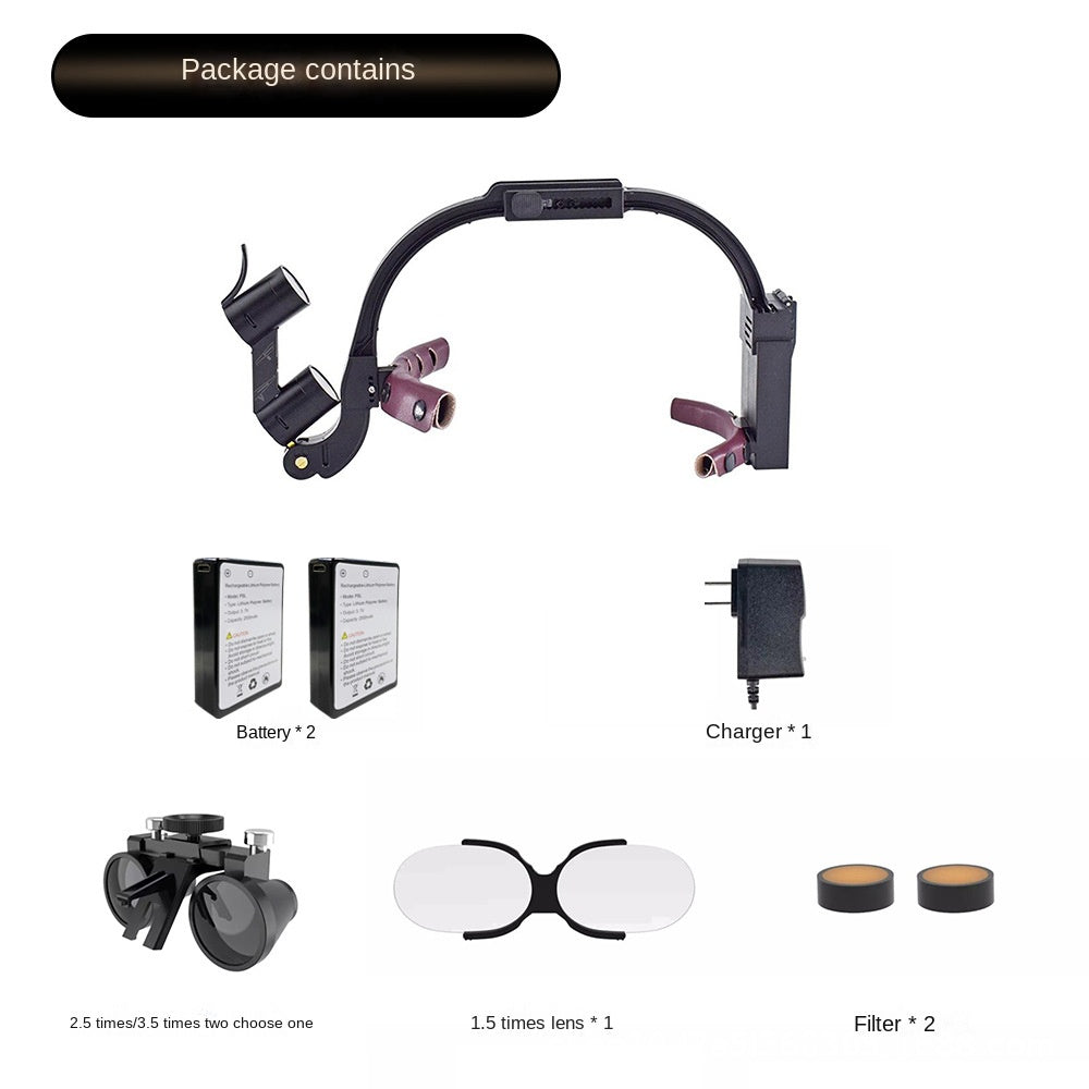 Dental oral head mounted magnifier with headlight HD orthopedic ENT optical instrument magnifying lens light - V.I.P Digital Presence