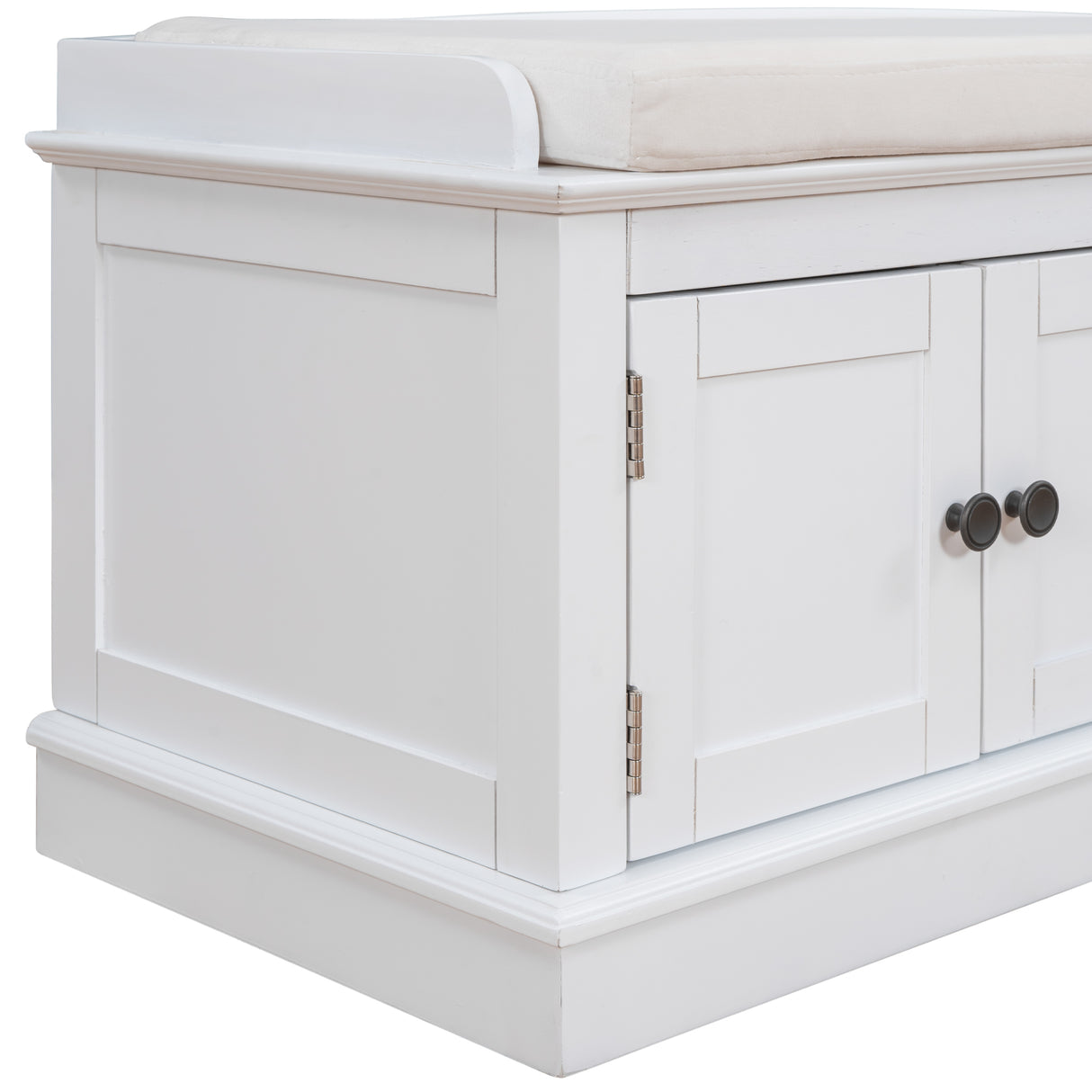TREXM storage table with 4 adjustable doors and shelves, detachable padded shoe stand (white) - V.I.P Digital Presence