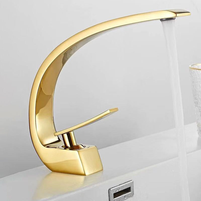 Black all copper single hole cold and hot faucet creative sink for washing hands and faces under the table - V.I.P Digital Presence
