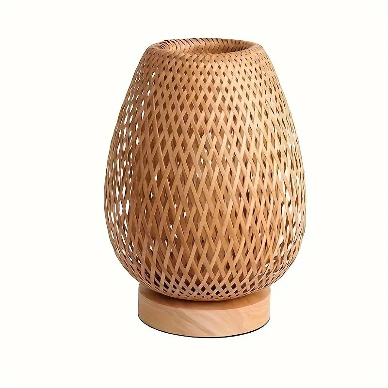 Retro Japanese Style Lamp Bamboo Woven Desk Lamp Handmade Rattan LED Desk Lamp Wooden House Decoration Light - V.I.P Digital Presence