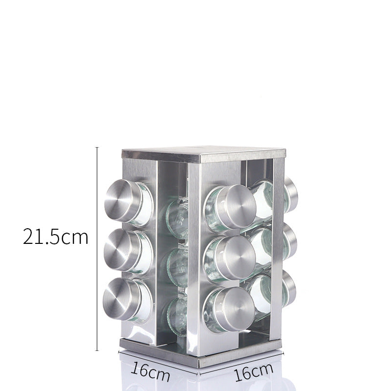 Kitchen articles rotating seasoning rack domestic rotating seasoning tank stainless iron spices seasoning box set - V.I.P Digital Presence