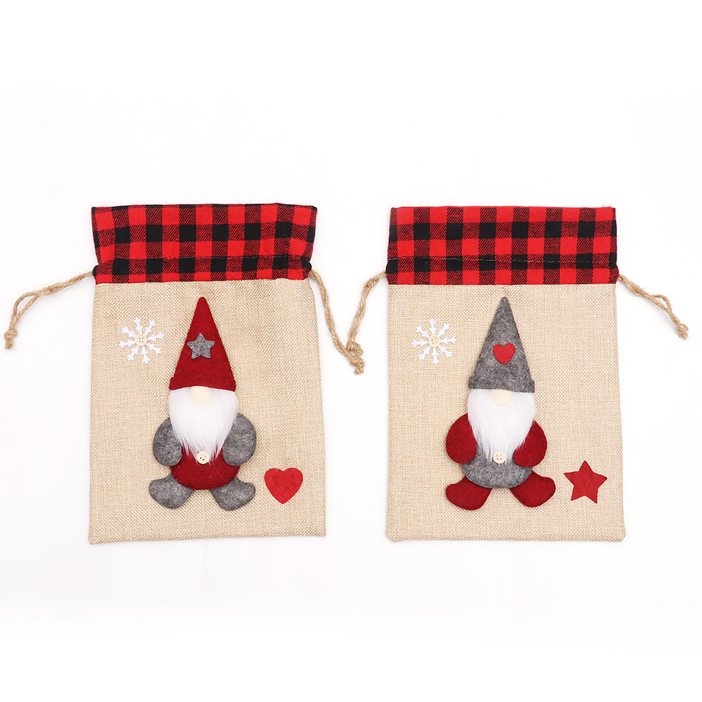 Christmas Decorations Cartoon Linen Drawstring Faceless Doll Candy Bag Forester Apple Bag Doll Gift Bag - V.I.P Digital Presence