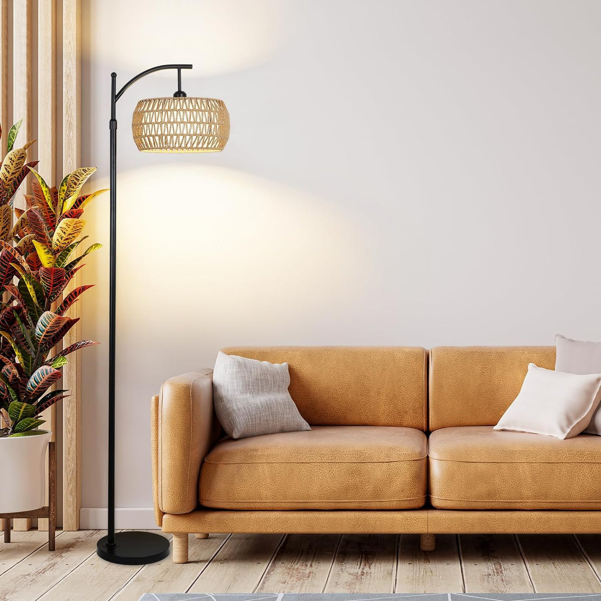 Arc Floor Lamp with Remote Control, Dimmable LED Floor Lamp with 3 Color Temperature Boho Farmhouse Tall Pole Lamp - V.I.P Digital Presence