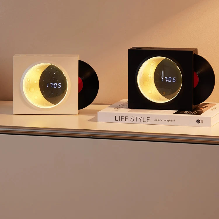 Creative Retro CD Design Bluetooth 3D Stereo Speaker Desktop Moon Lamp Clock Half Moon Starry Sky Atmosphere Night Light - V.I.P Digital Presence